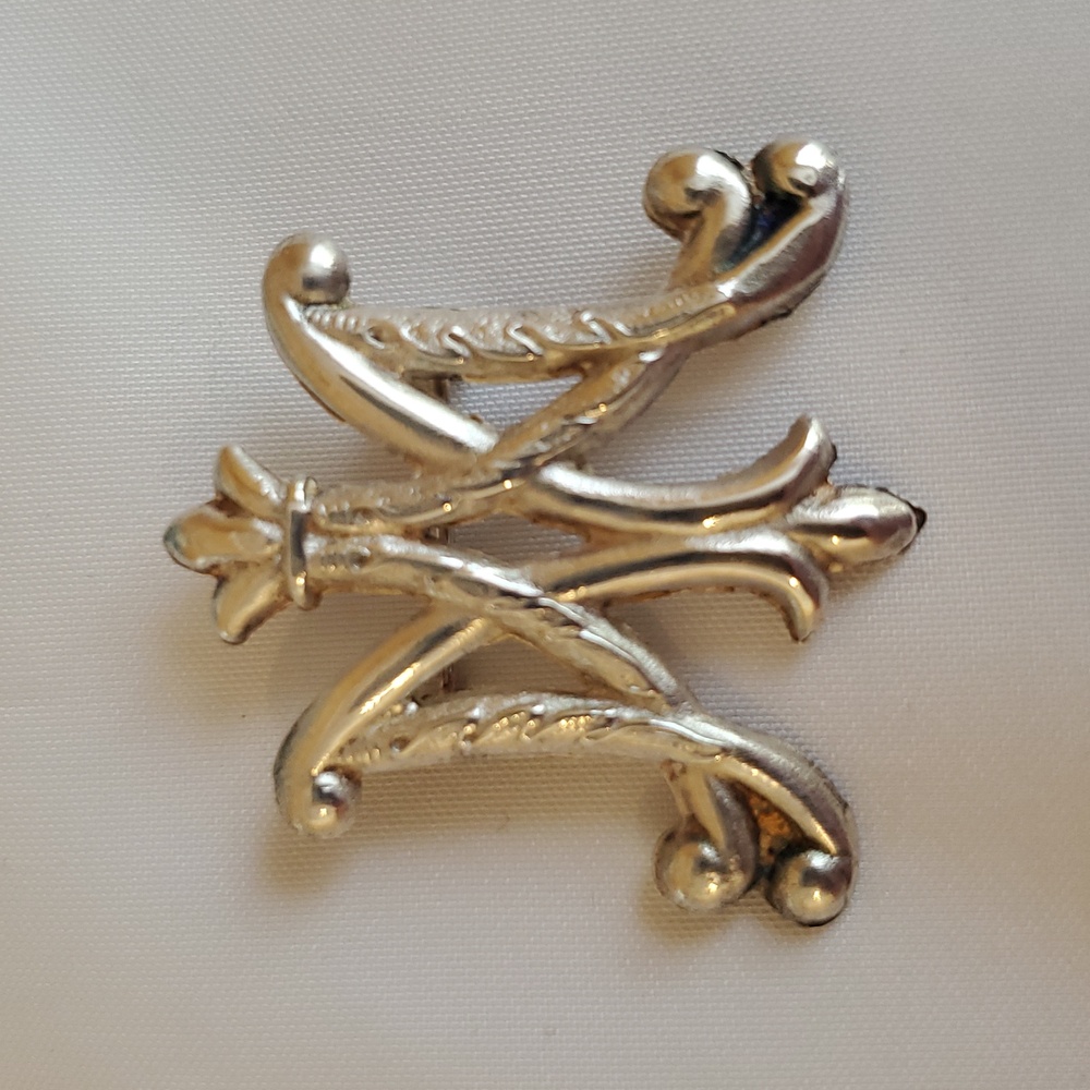 Vintage Sterling Silver Ave Maria Monogram Pin Brooch - Picture 3 of 11